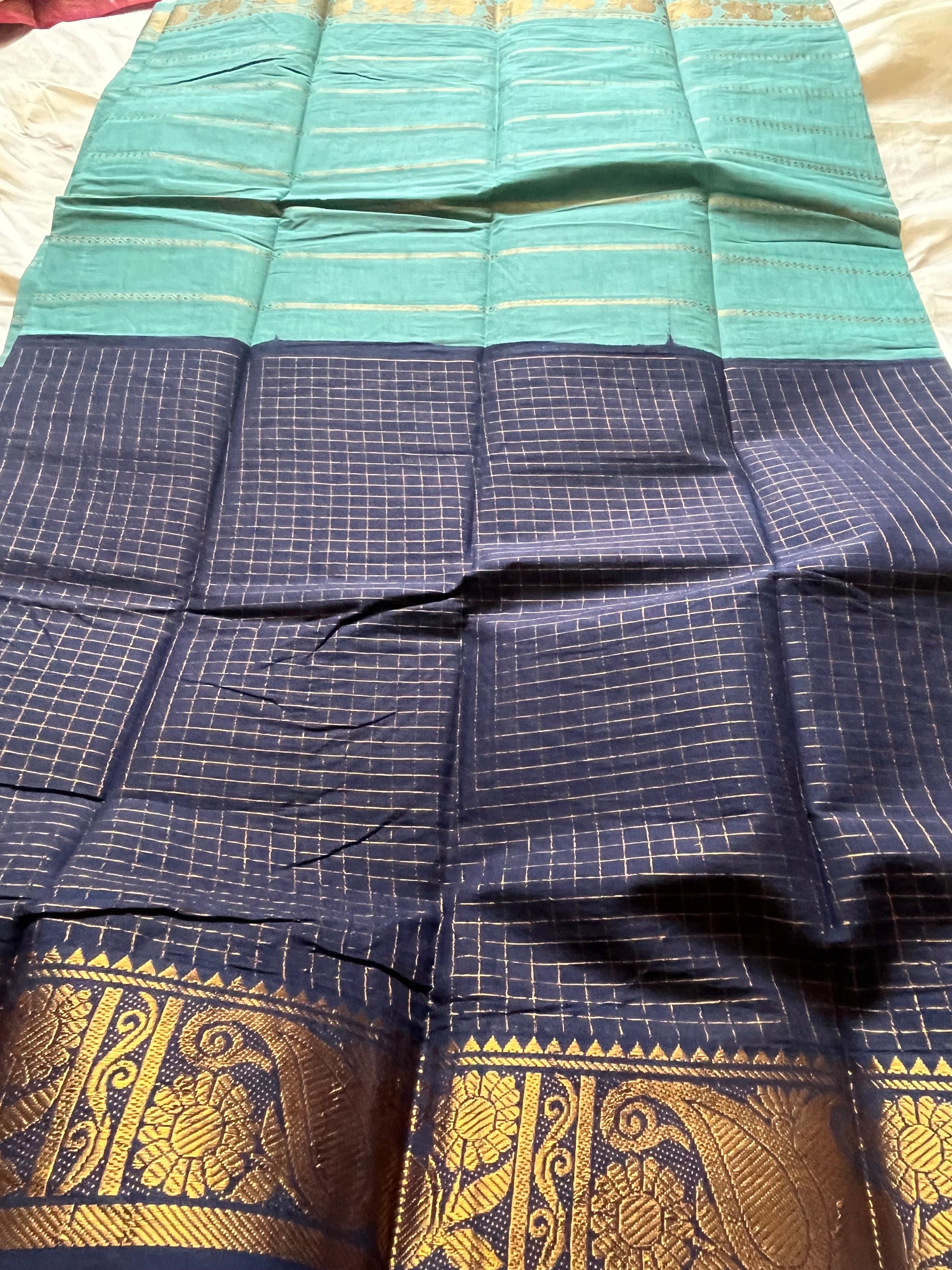 Half n Half Zari  Kattam Velthari Saree