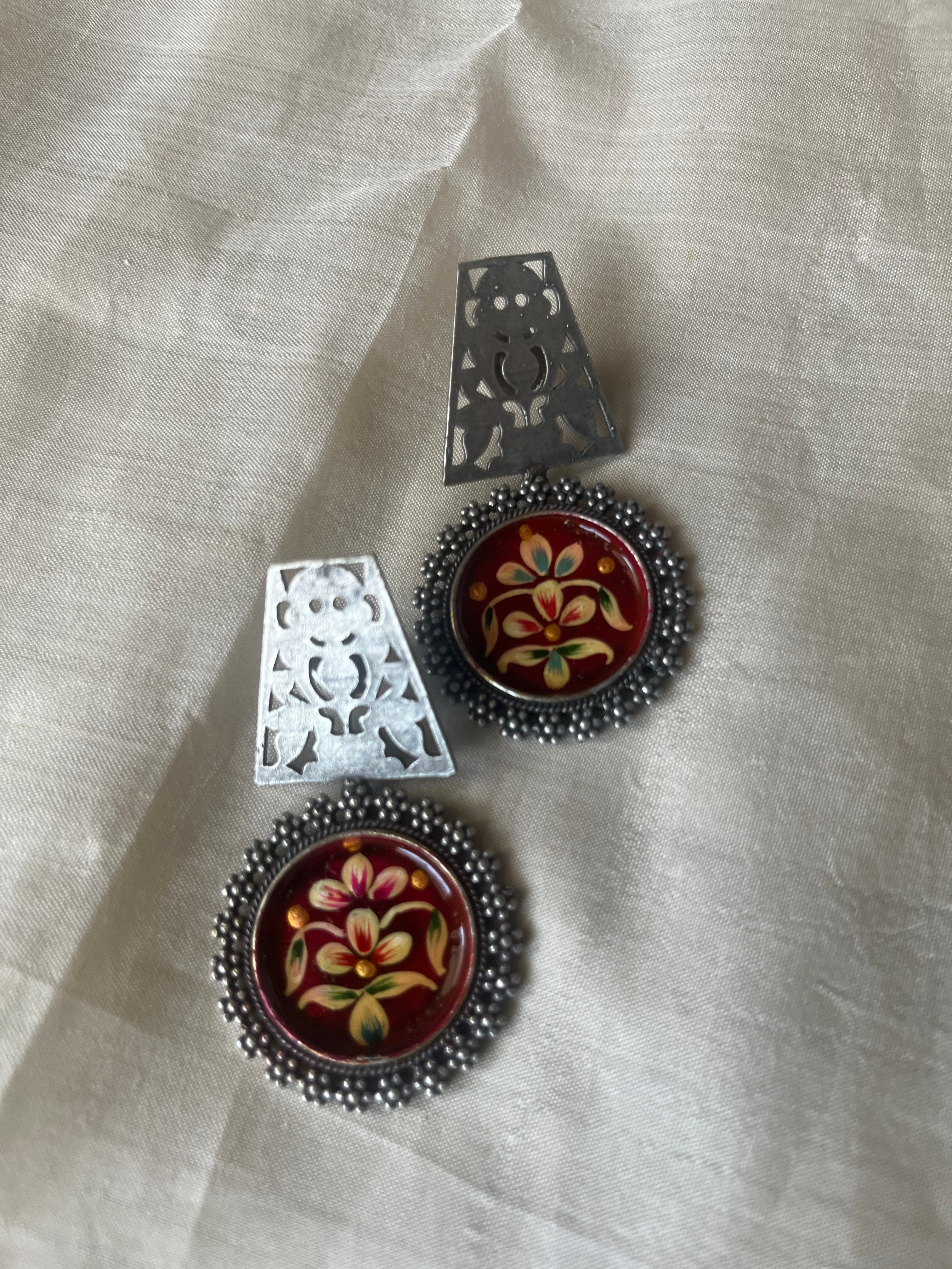 Hand painted silver like a look Earrings