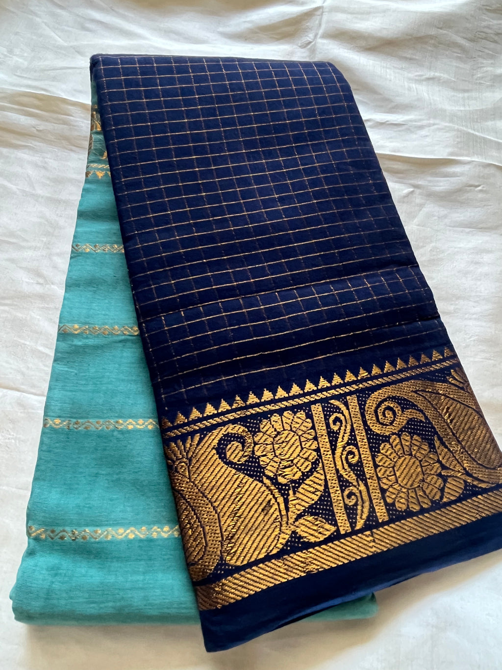 Half n Half Zari  Kattam Velthari Saree