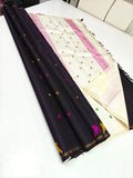 Pure Kanchipuram Handwoven without Zari Silk Saree with Silk mark certified