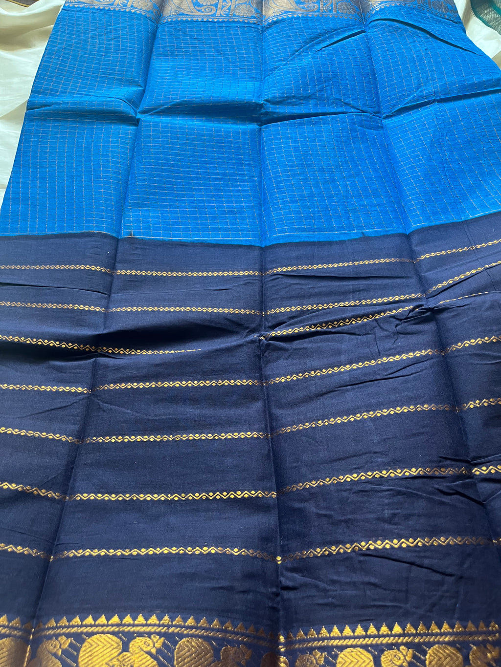 Half n Half Zari  Kattam Velthari Saree