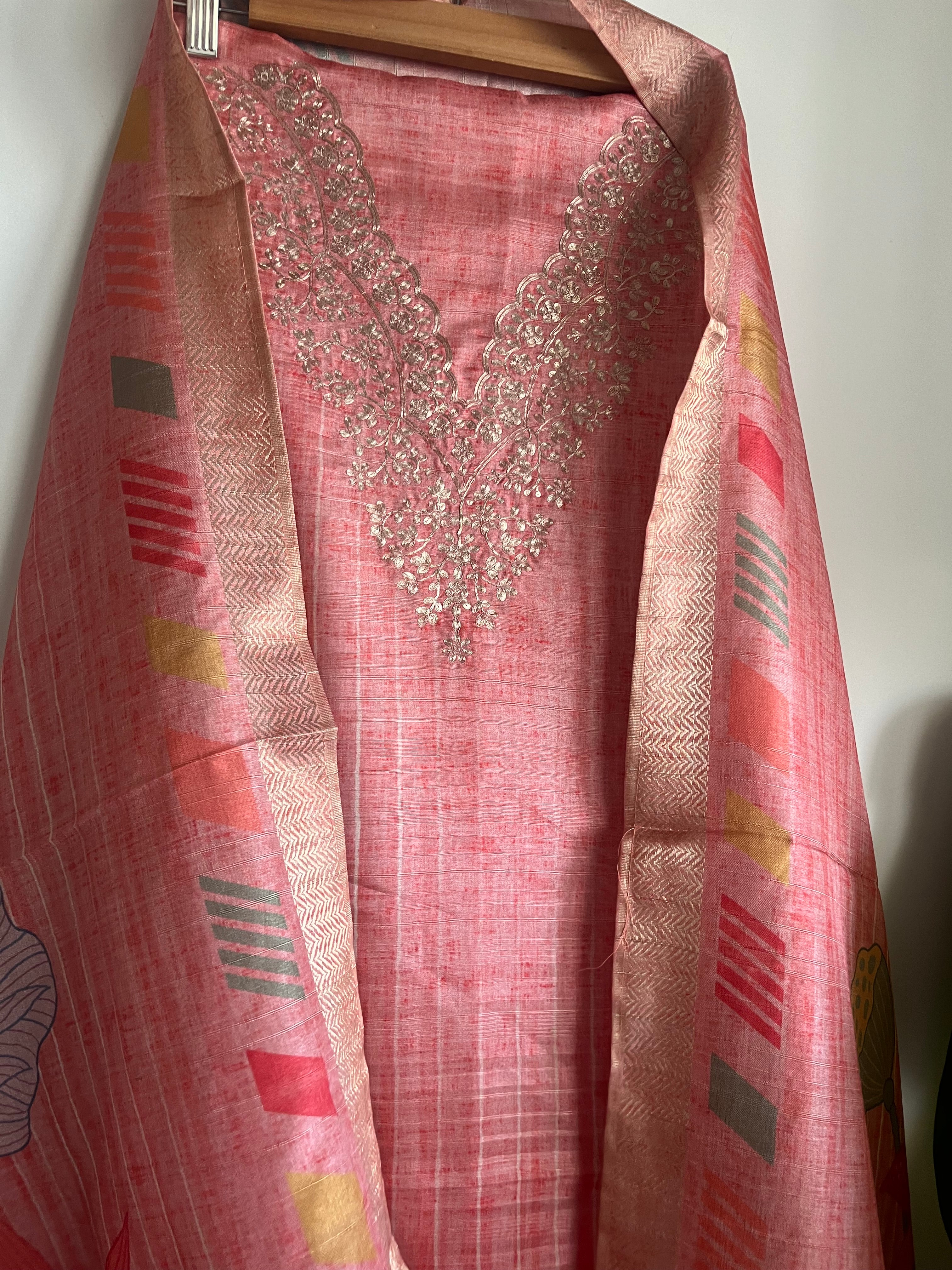 Premium Chanderi 3pcs Unstitched suit