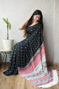 Handblock Ajrakh Bandhani Modal Saree