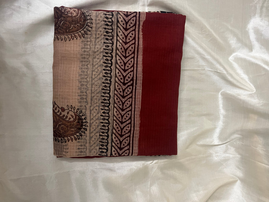Jaipuri Block Printed Cotton Kota Doriya Saree