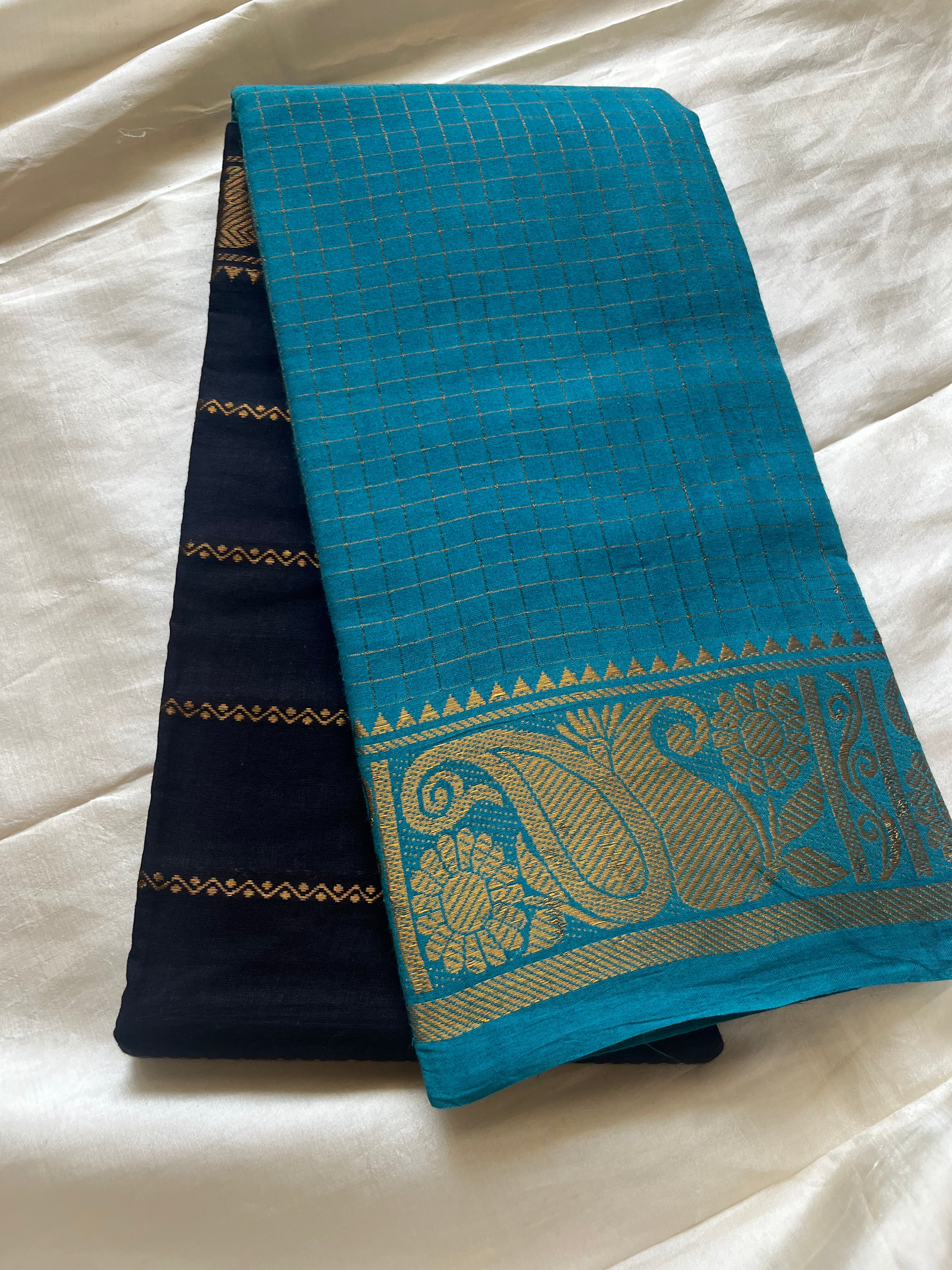 Half n Half Zari  Kattam Velthari Saree
