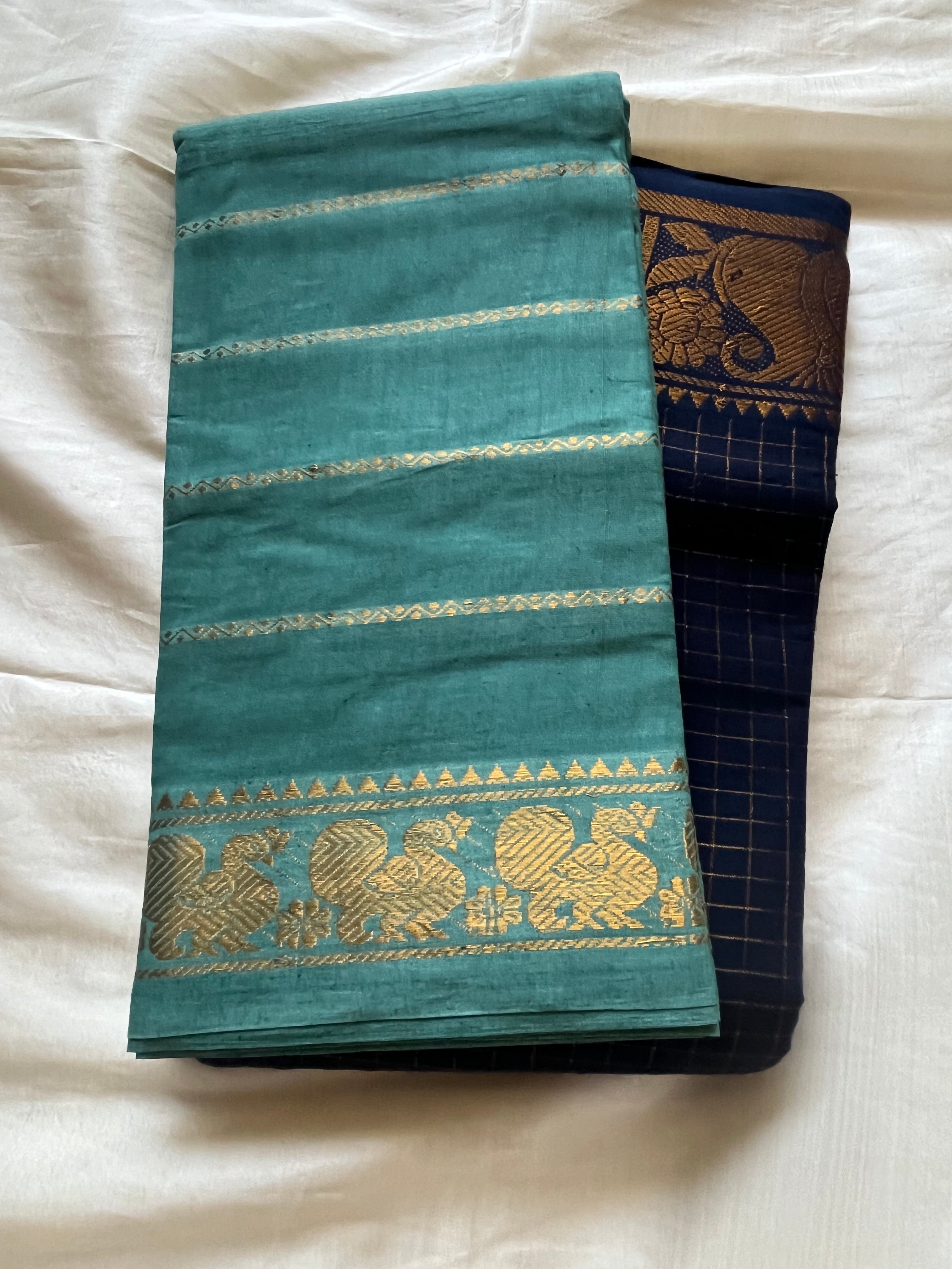 Half n Half Zari  Kattam Velthari Saree