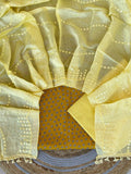 Cotton Printed Top |  Mirror Work Muslin Silk Dupatta With Tassels