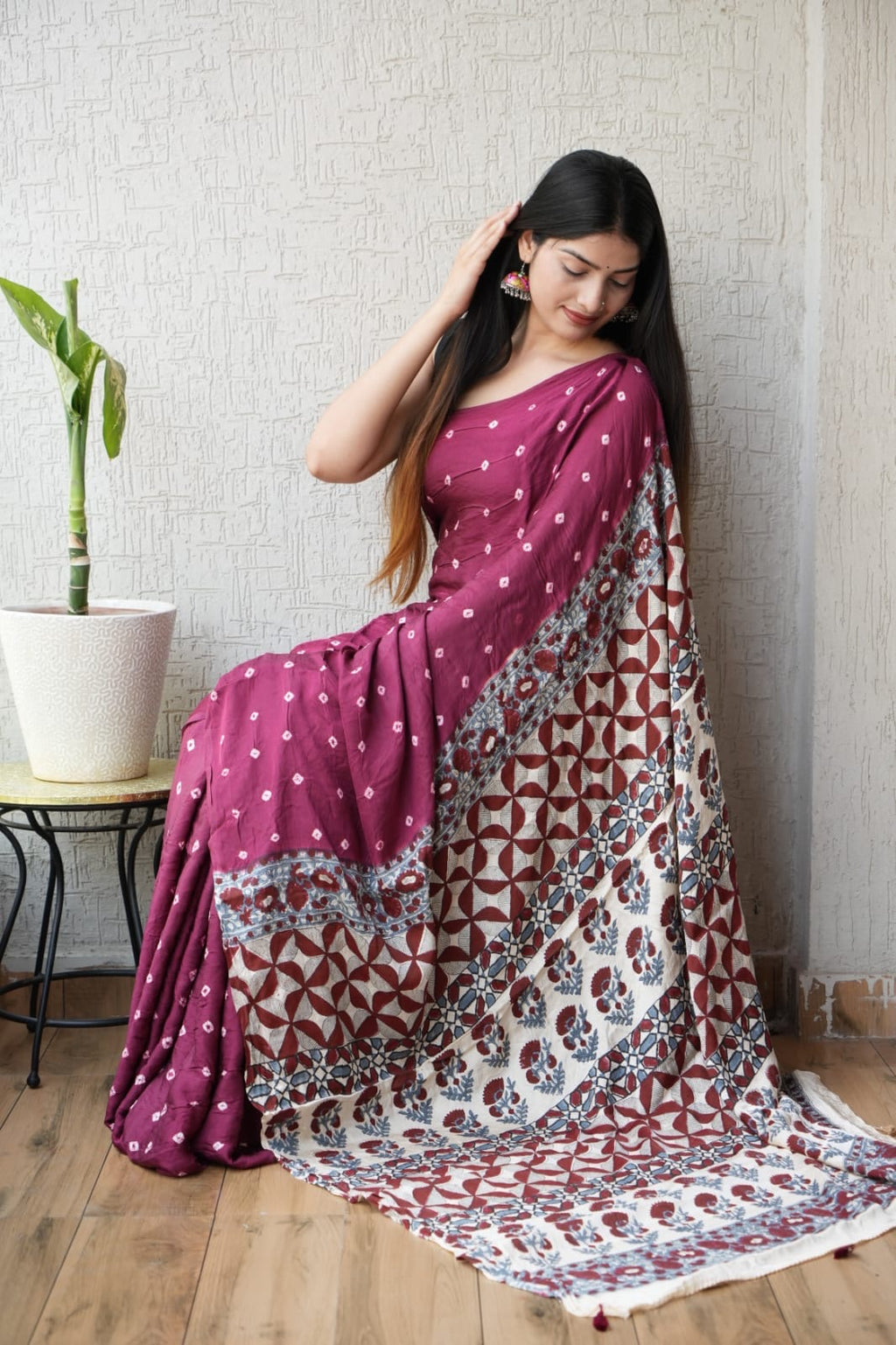 Ajrakh Modal Saree