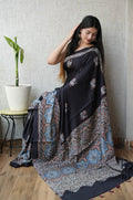 Handblock Ajrakh Printed Modal Saree