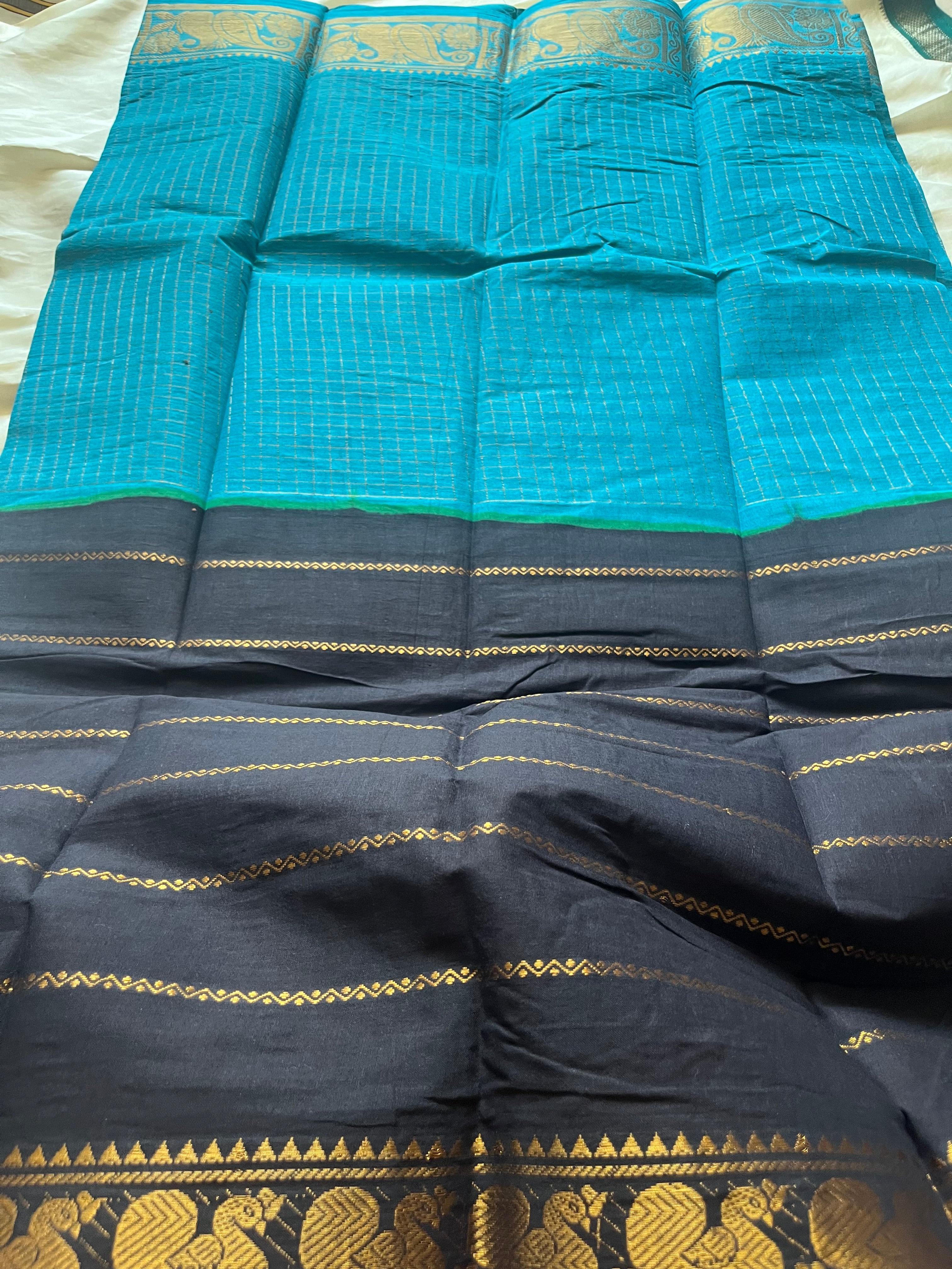 Half n Half Zari  Kattam Velthari Saree