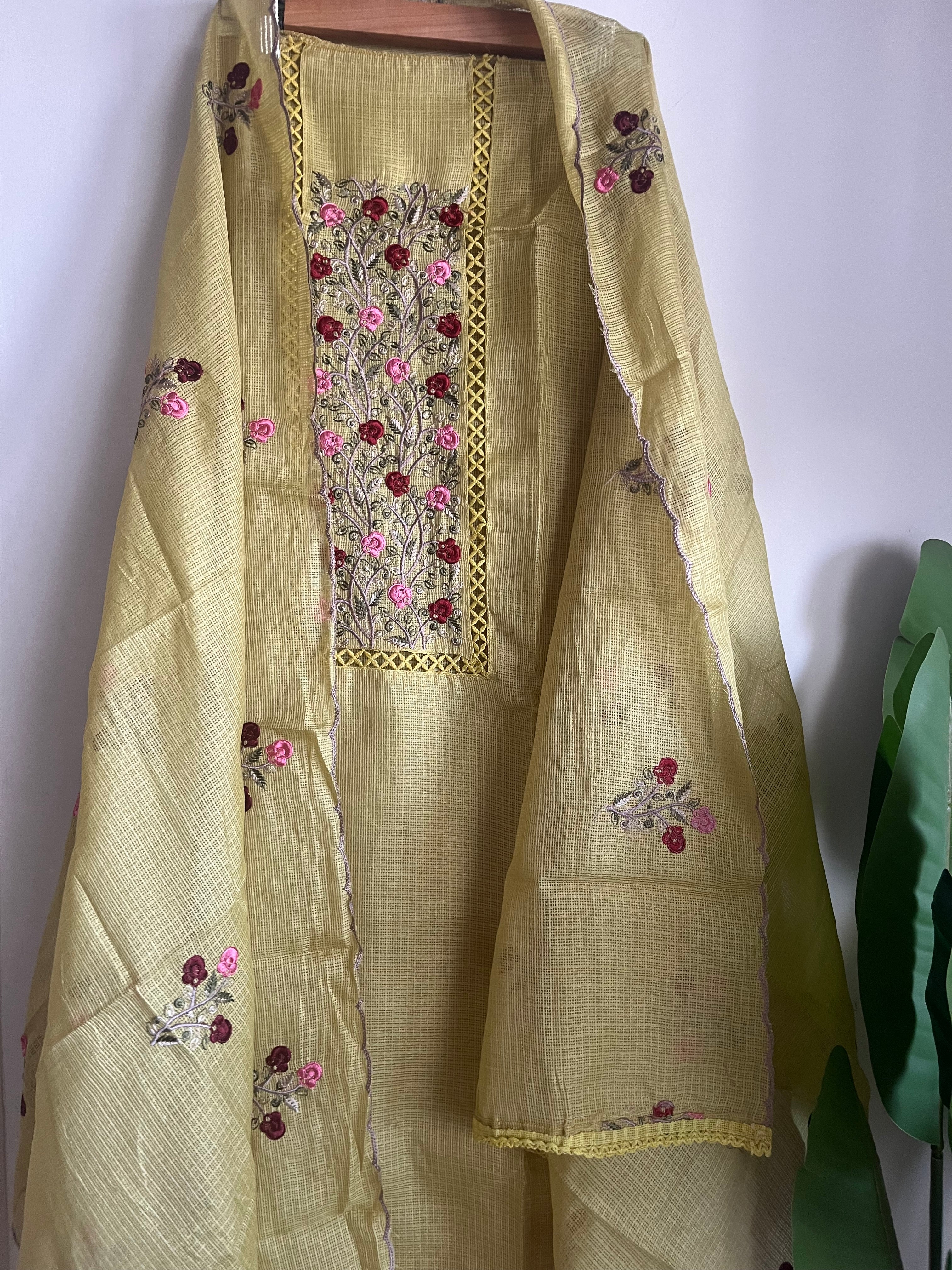 Kota 3pcs Unstitched Suit with embroidery work