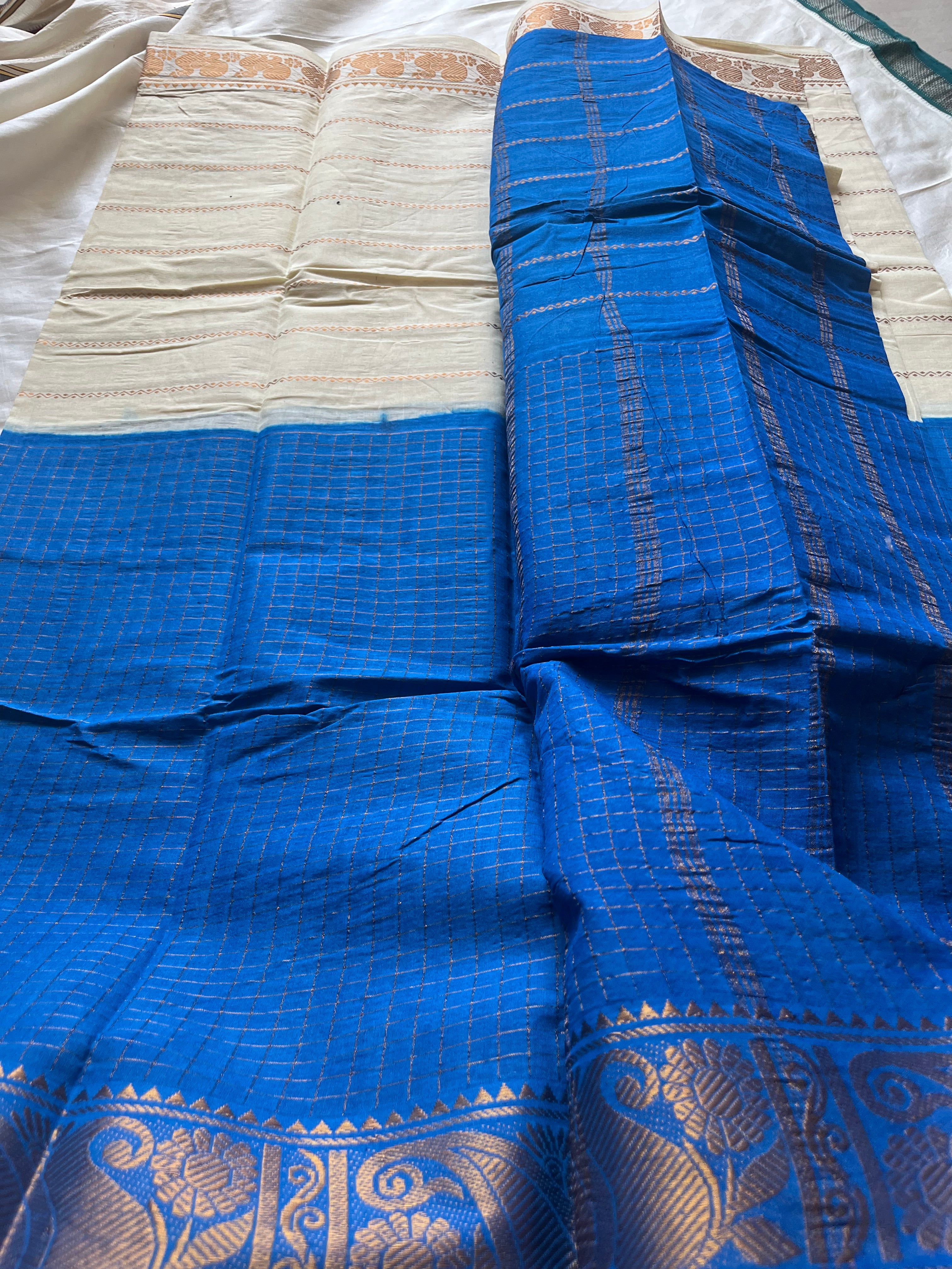 Half n Half Zari  Kattam Velthari Saree