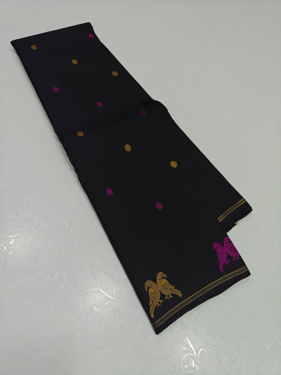 Pure Kanchipuram Handwoven without Zari Silk Saree with Silk mark certified