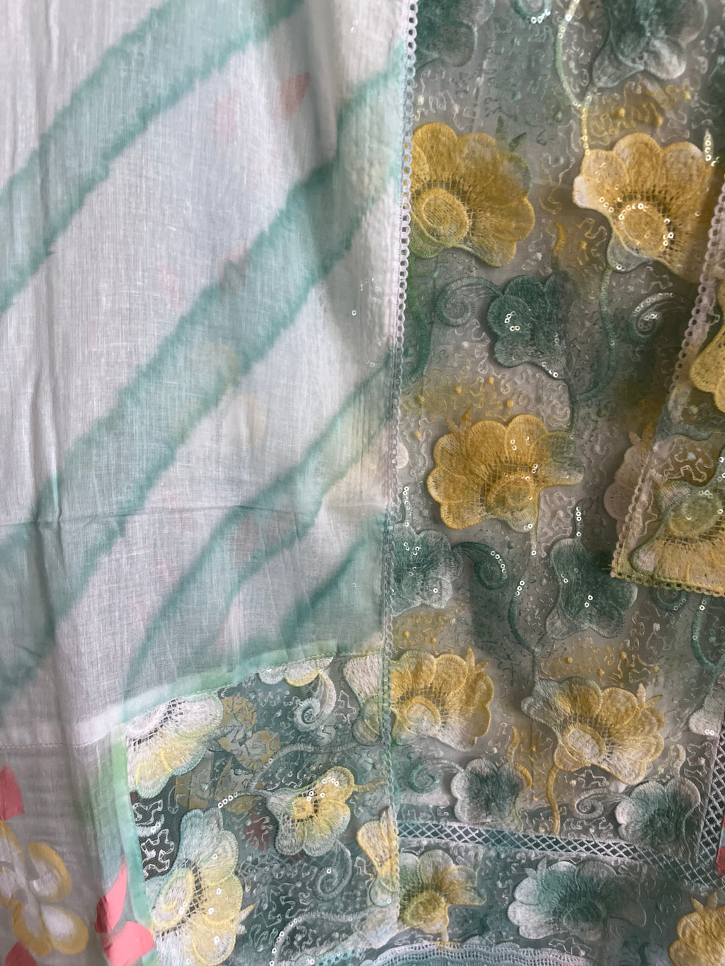 Appliqué Cotton 3pcs Unstitched suit