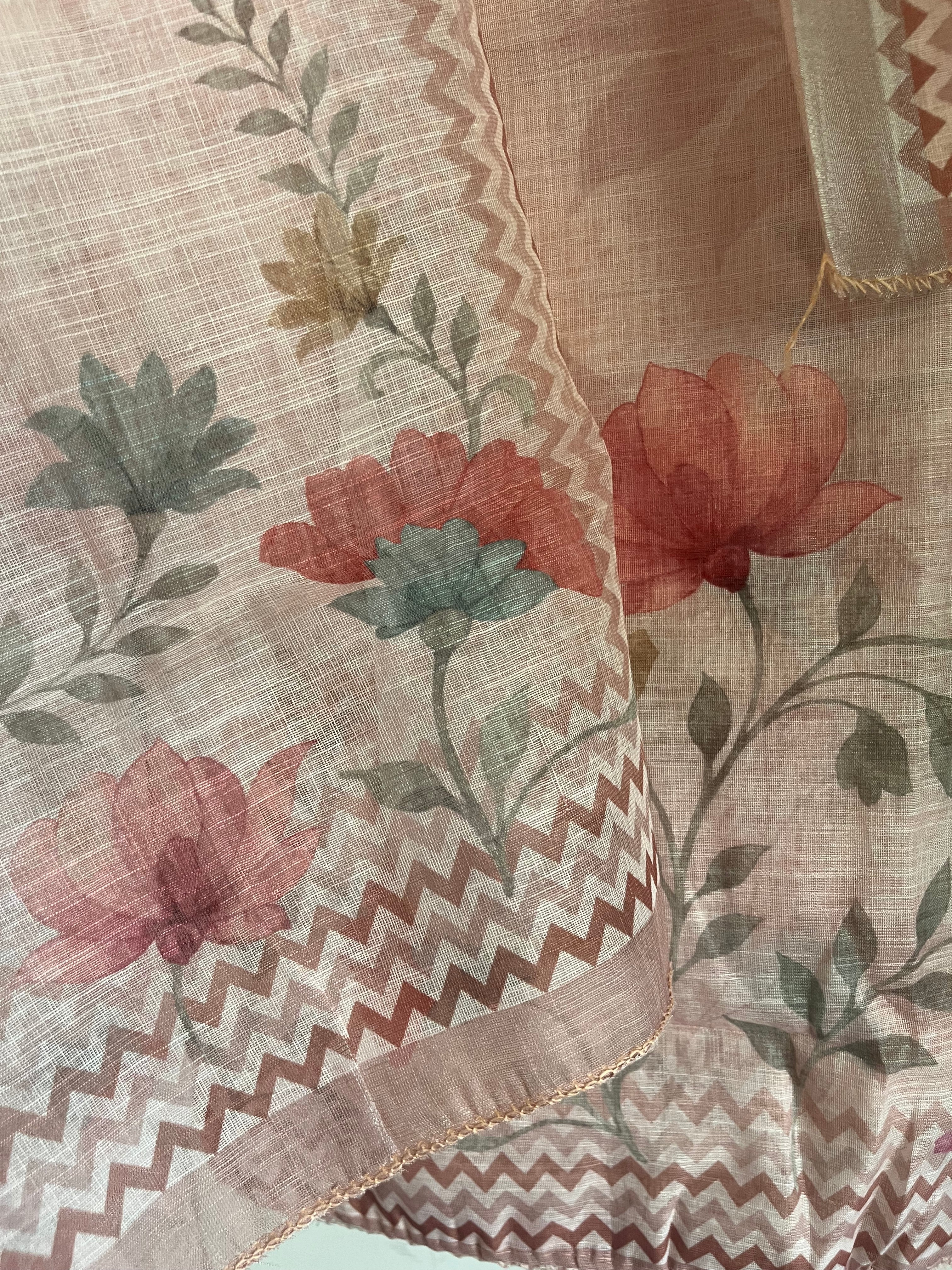 Exclusive Linen 3pcs Unstitched Suit with Beads Work