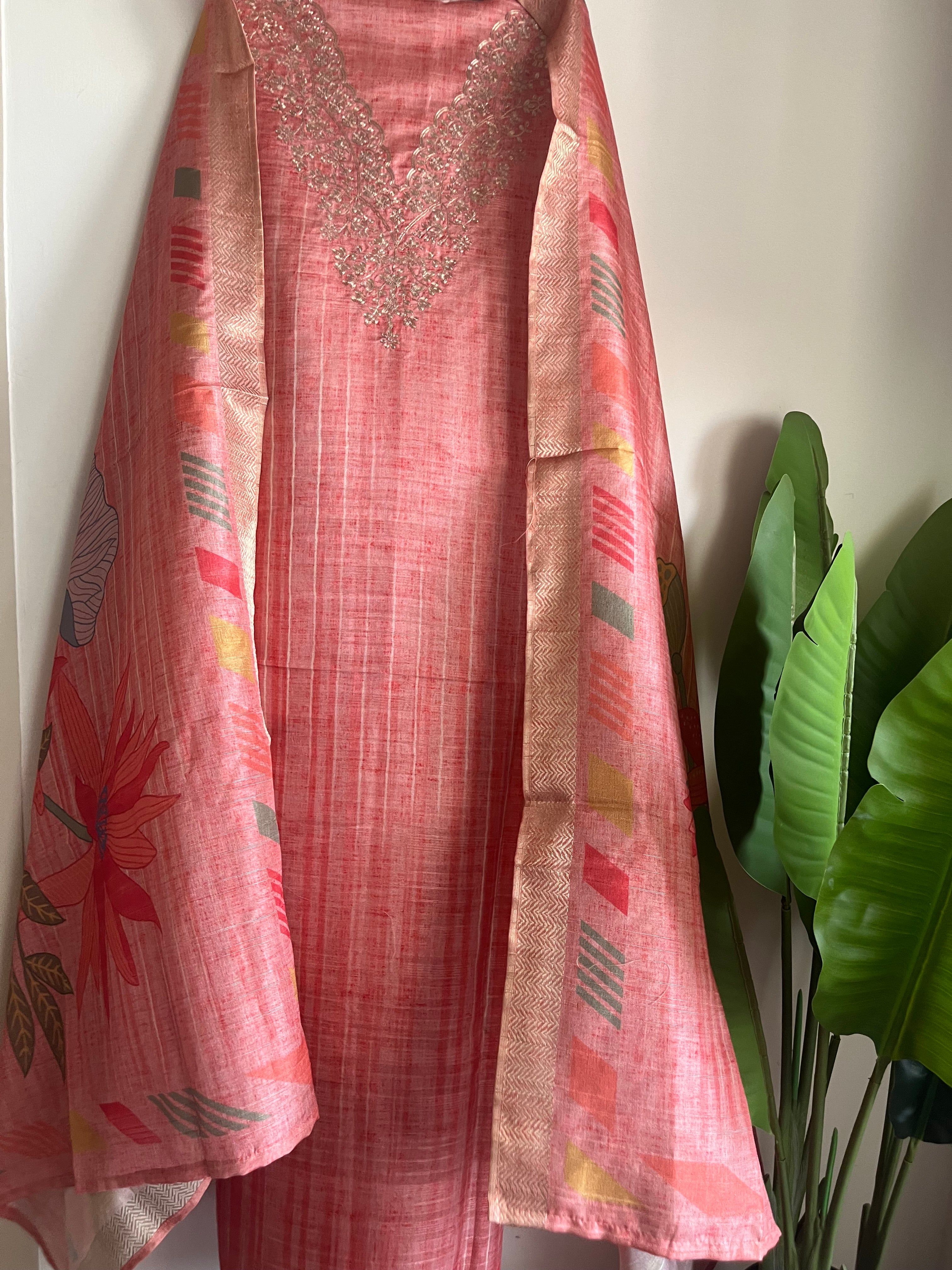 Premium Chanderi 3pcs Unstitched suit