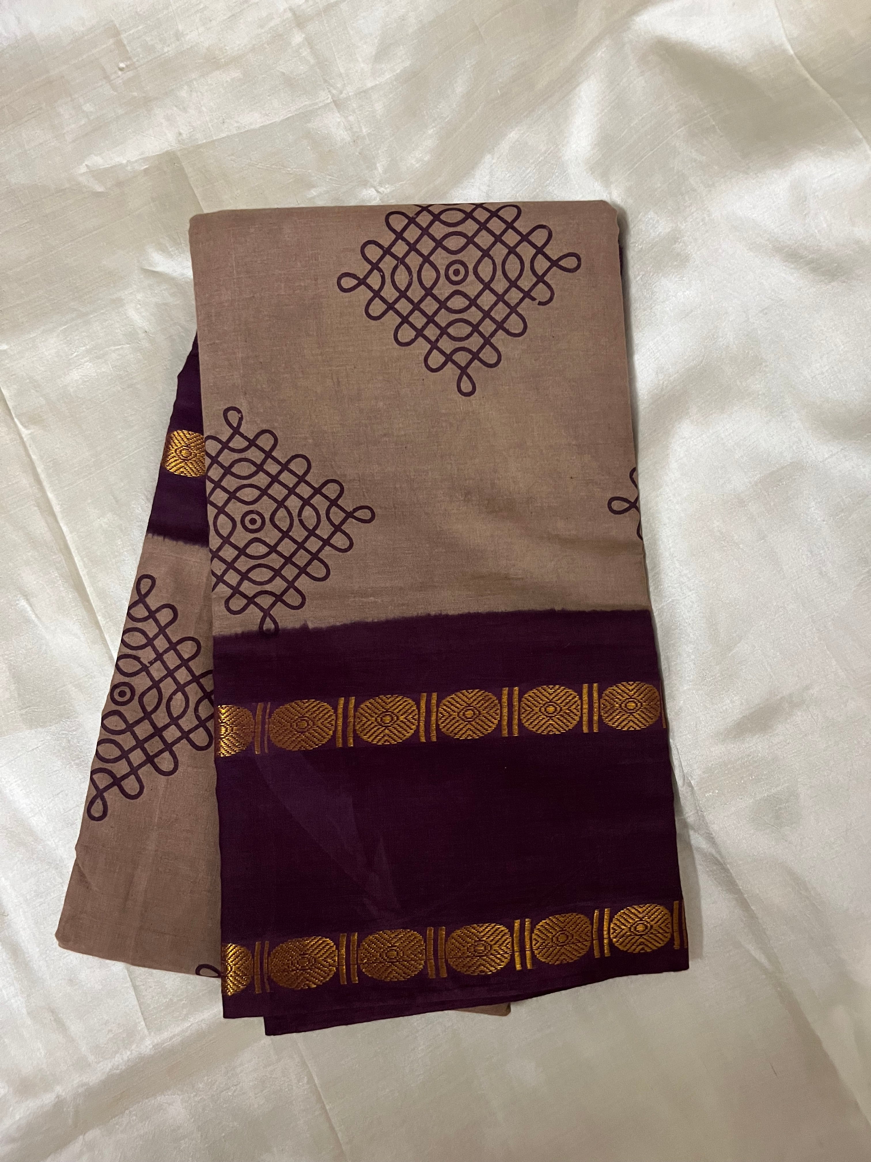 Printed Kolam Sungudi Cotton Saree