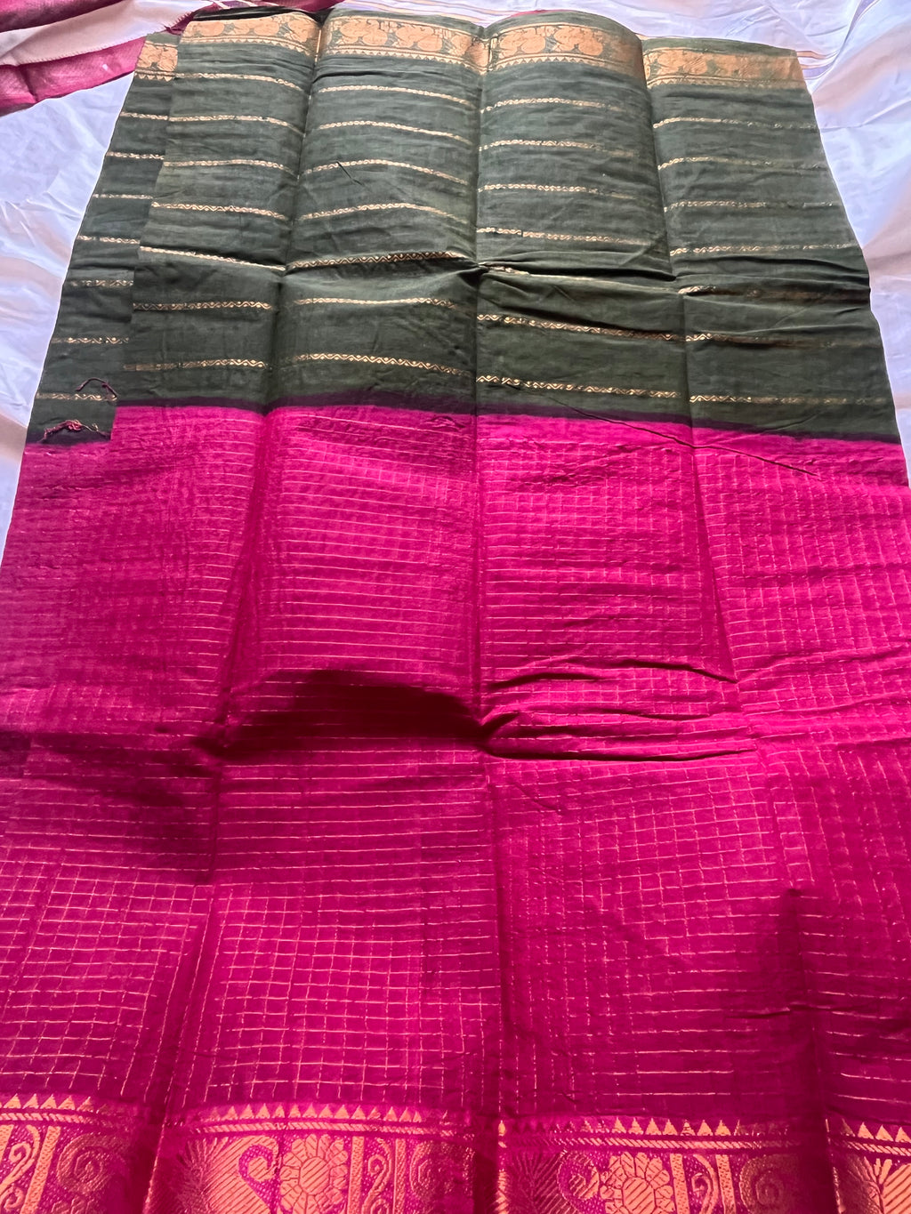 Half n Half Zari  Kattam Velthari Saree