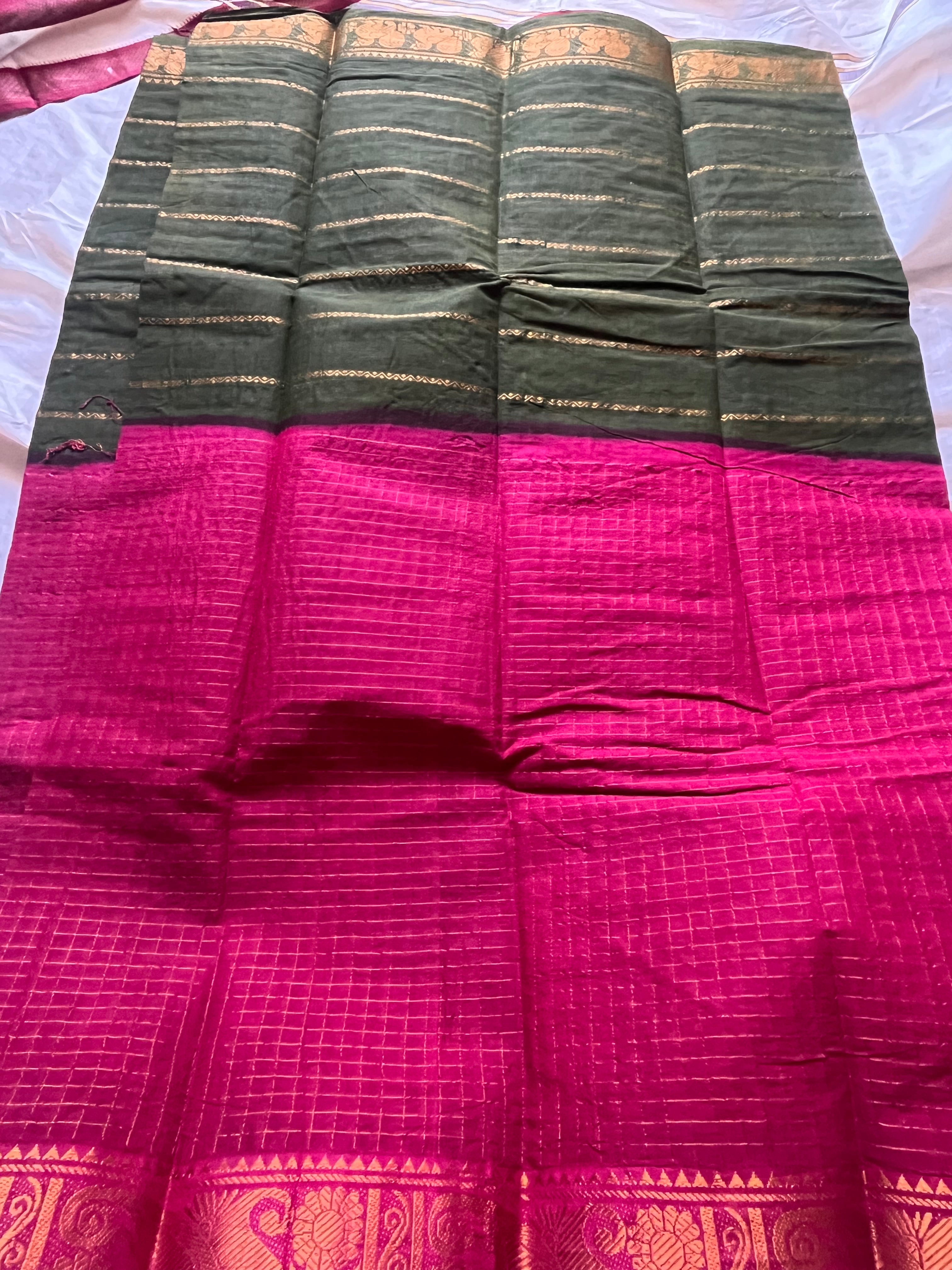 Half n Half Zari  Kattam Velthari Saree