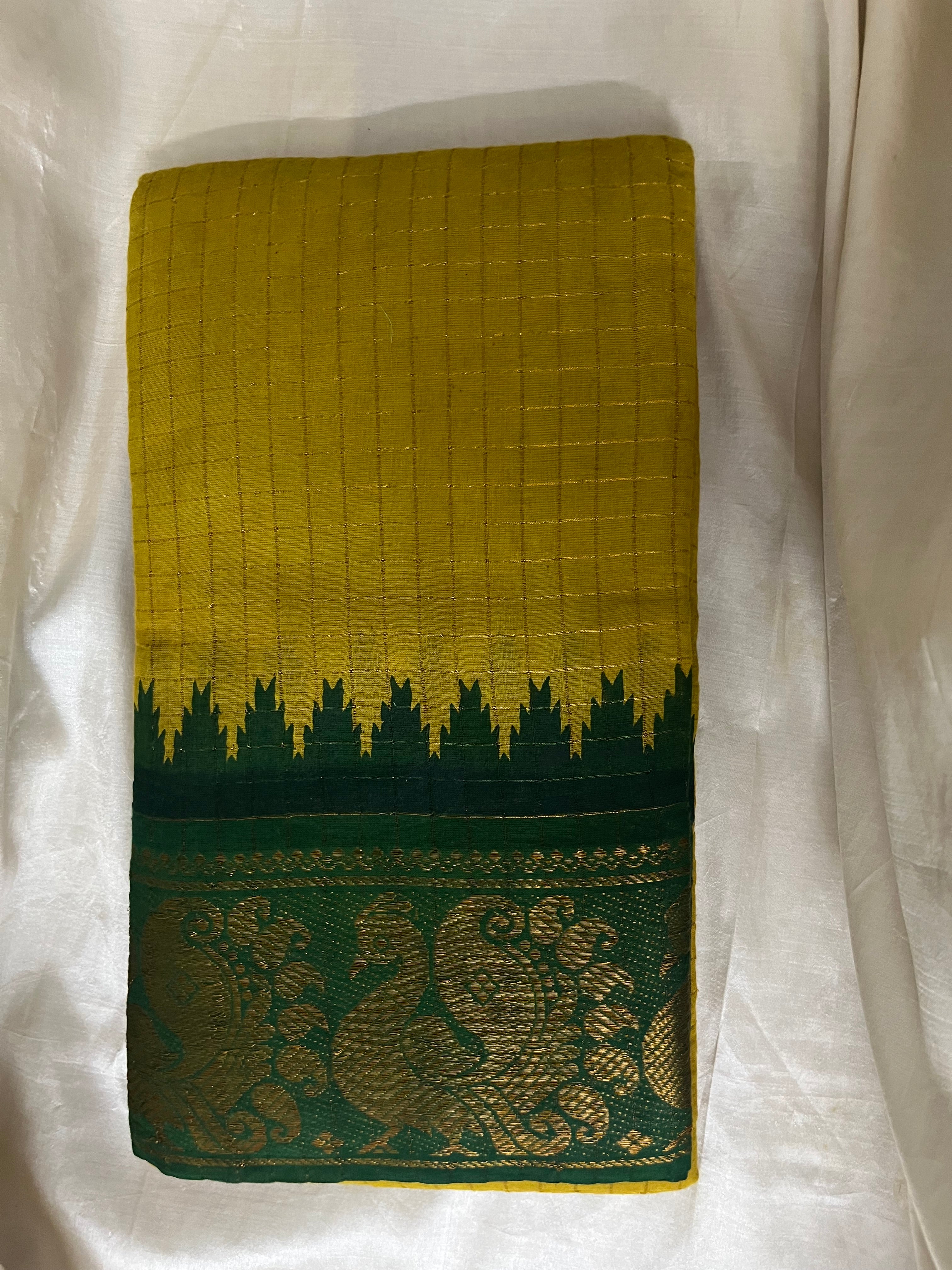Mustard Ganga Jamuna Saree