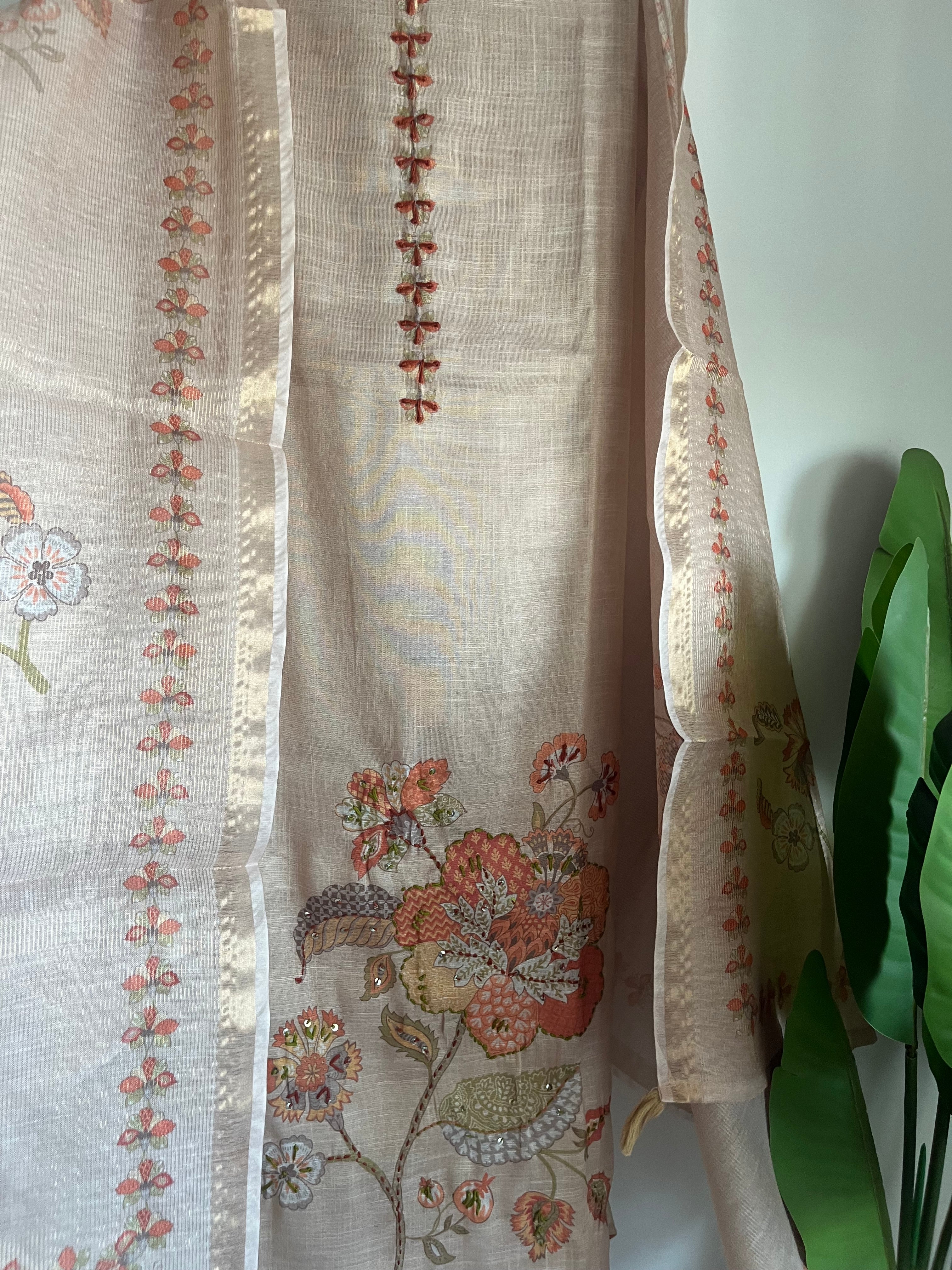 Premium Linen Tissue 3pcs Unstitched Suits
