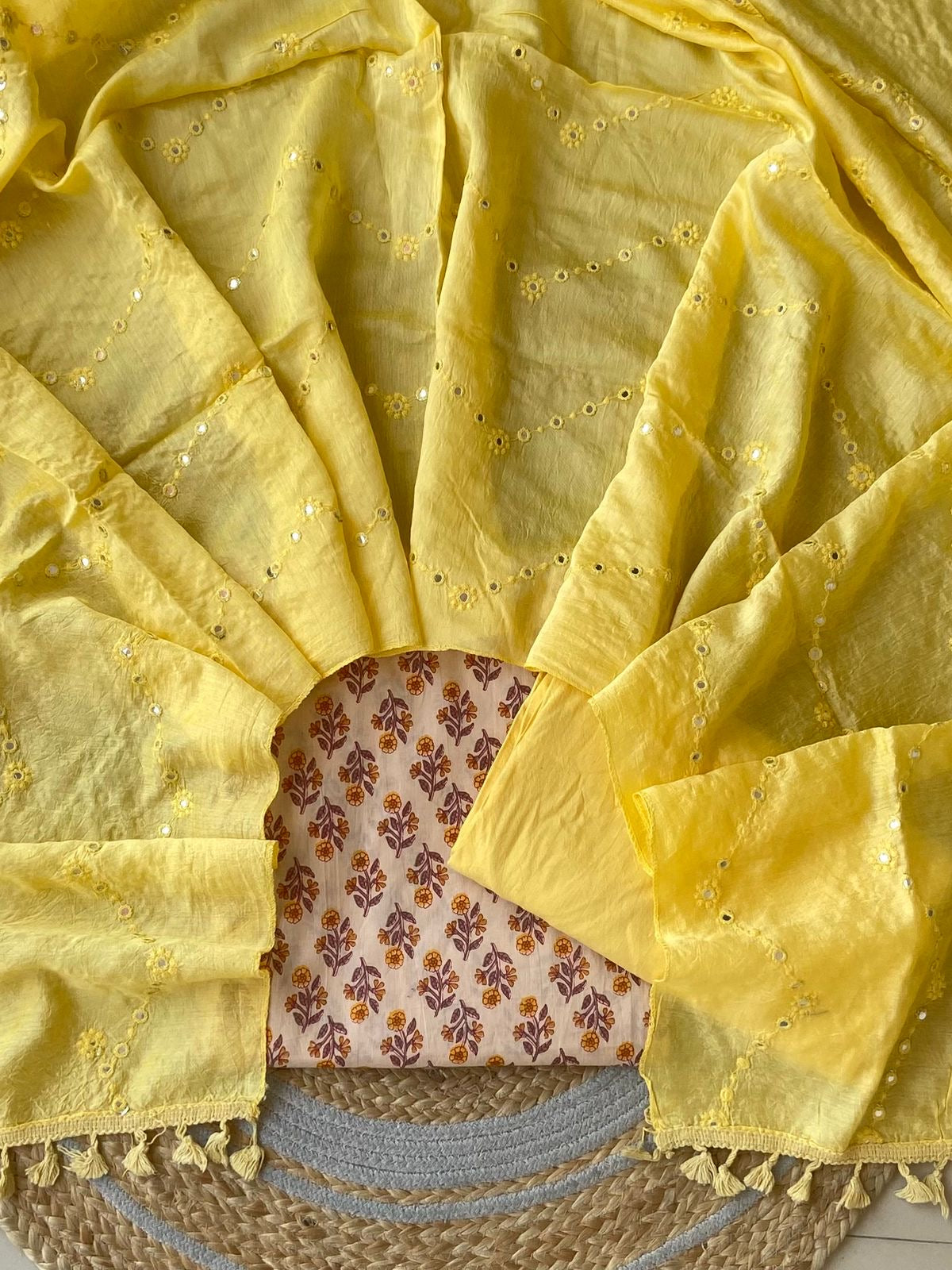 Cotton Printed Top| Muslin Silk Dupatta