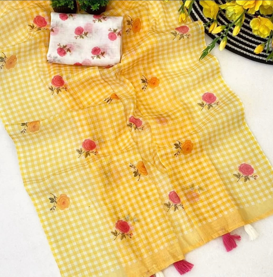 Soft Linen Cotton Saree