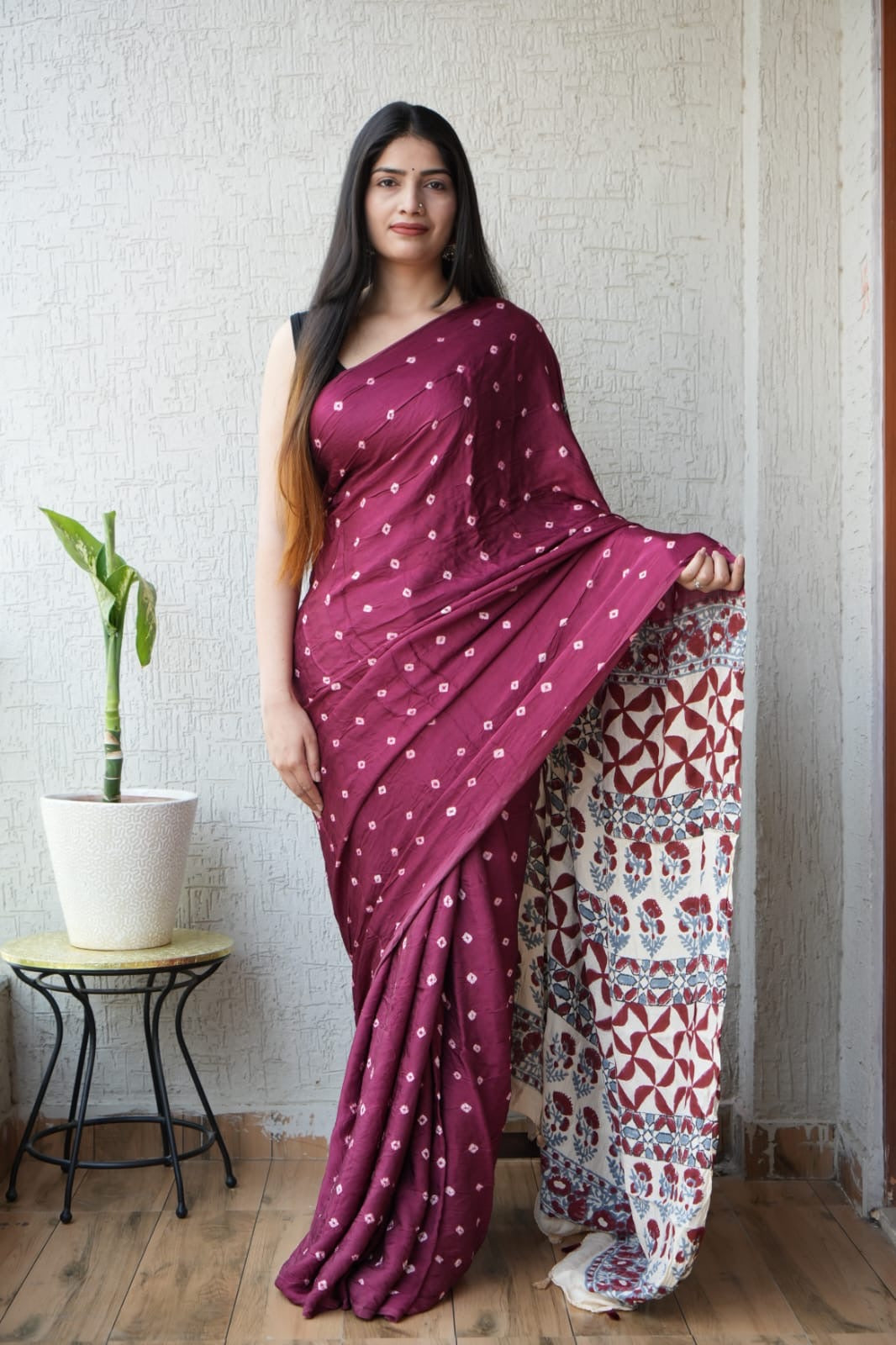 Ajrakh Modal Saree