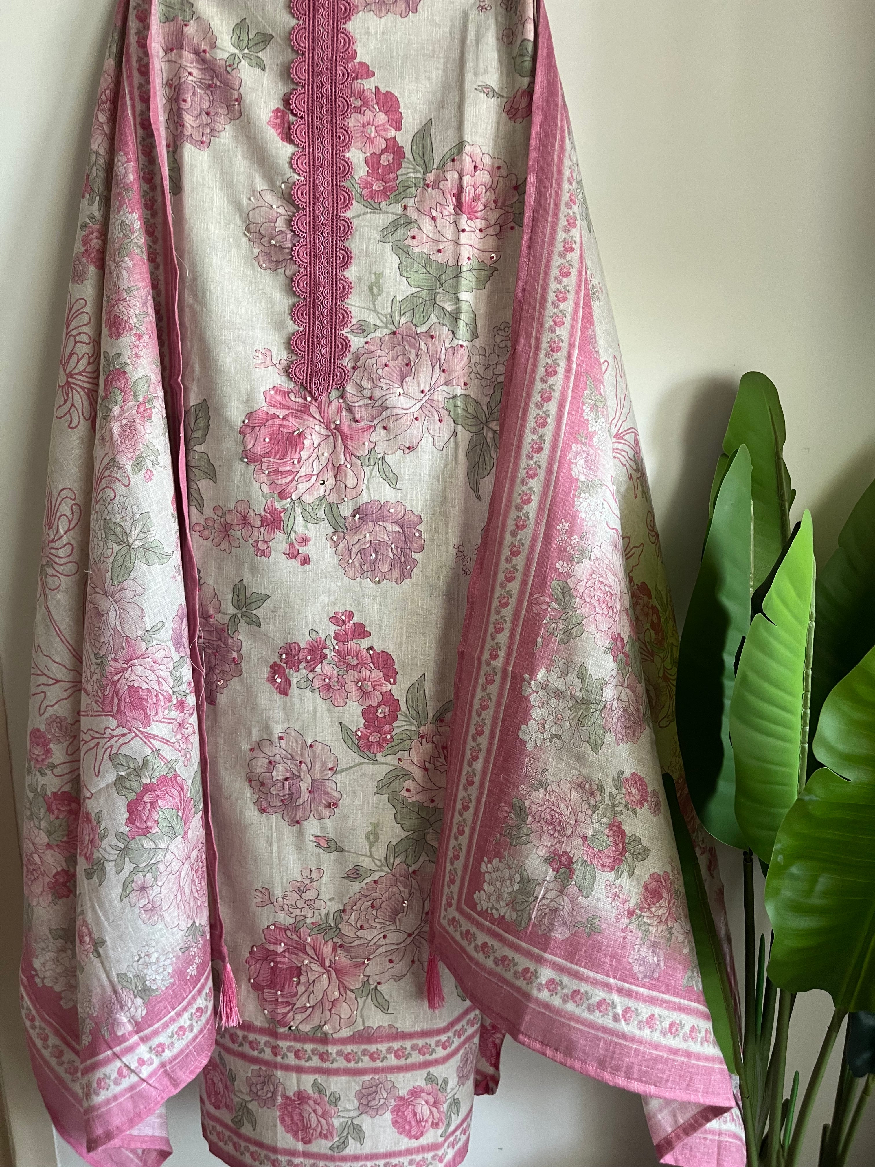 Linen 3pcs Unstitched Suit