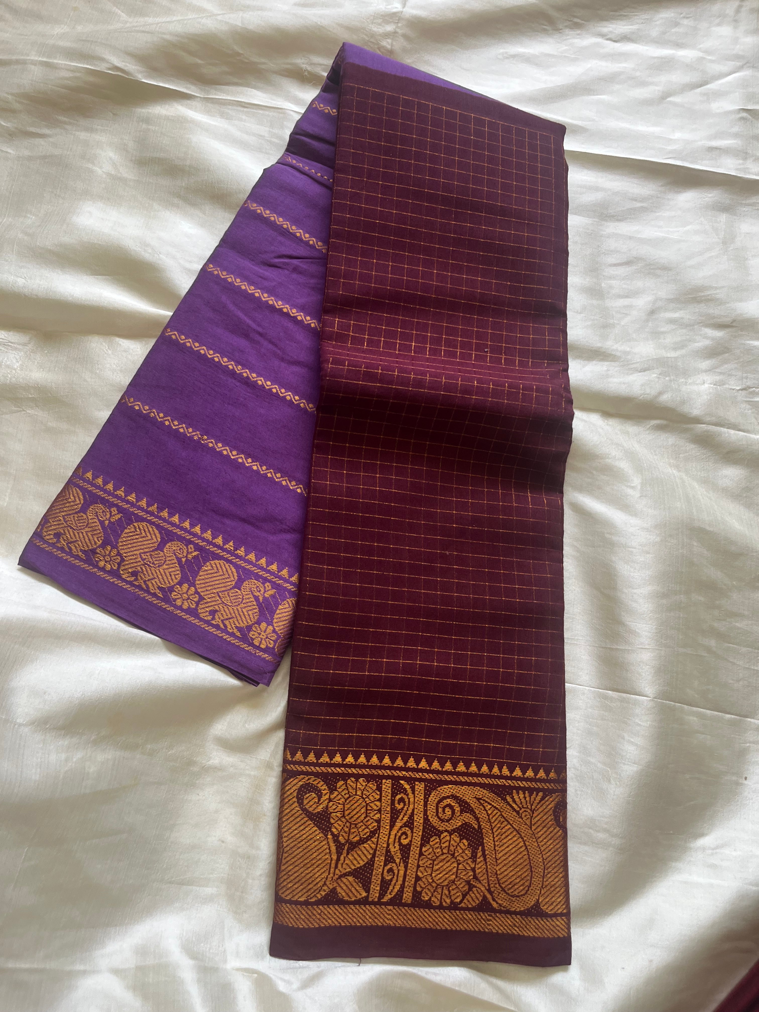 Half n Half Zari  Kattam Velthari Saree
