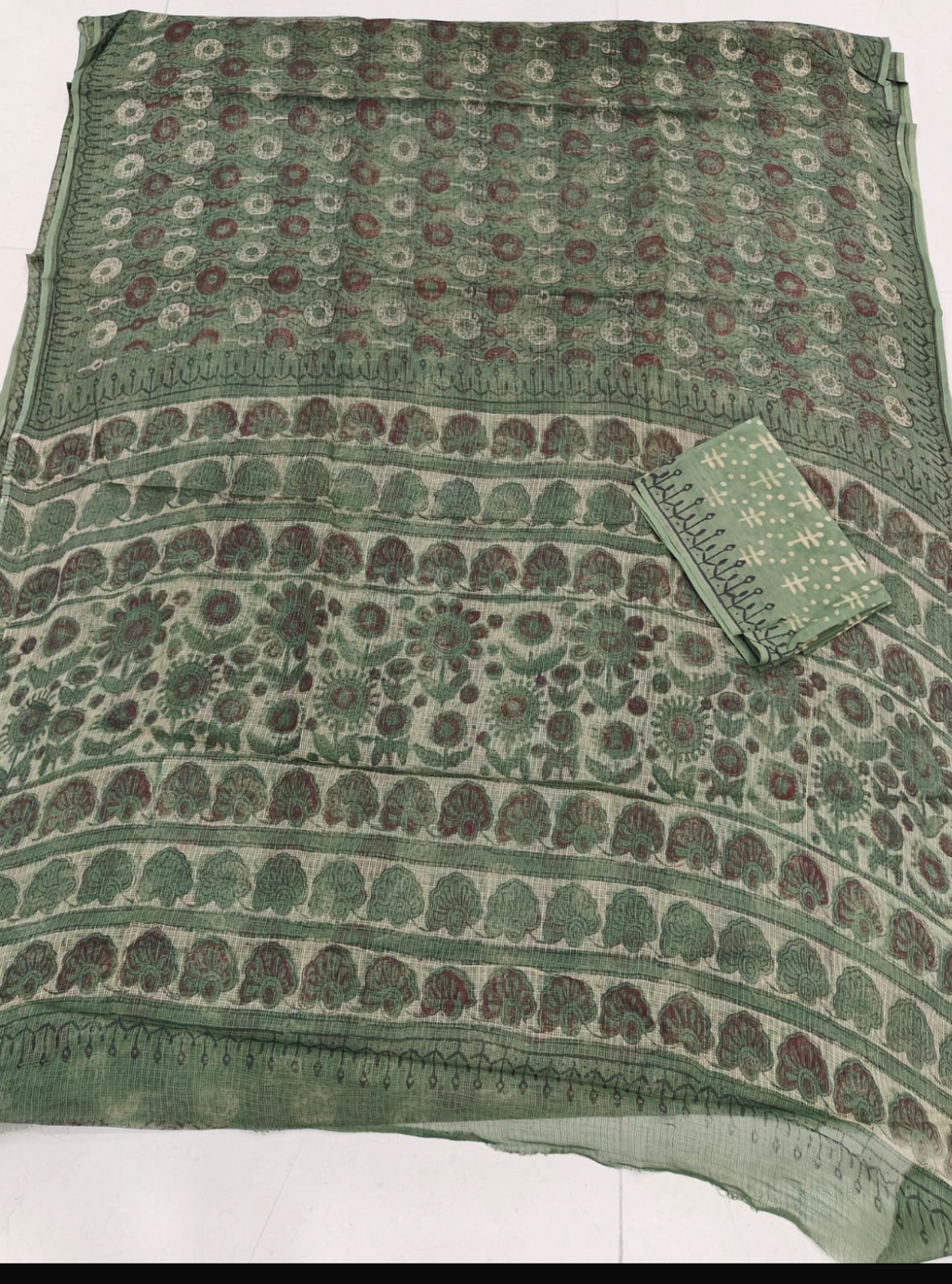 Jaipuri Block Printed Cotton Kota Doriya Saree
