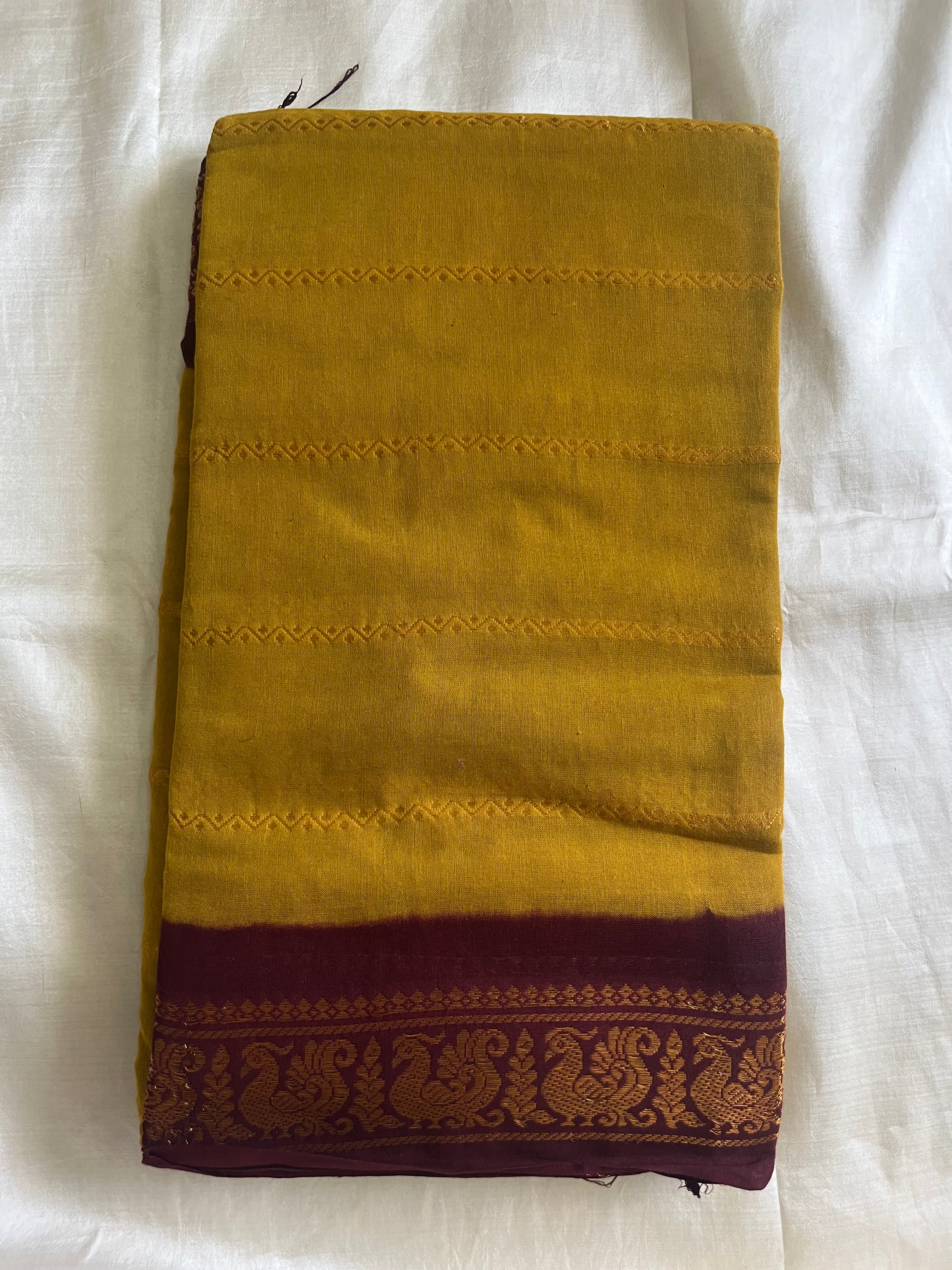 Mustard Velthari saree with blouse