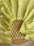 Cotton Printed Top |  Mirror Work Muslin Silk Dupatta With Tassels