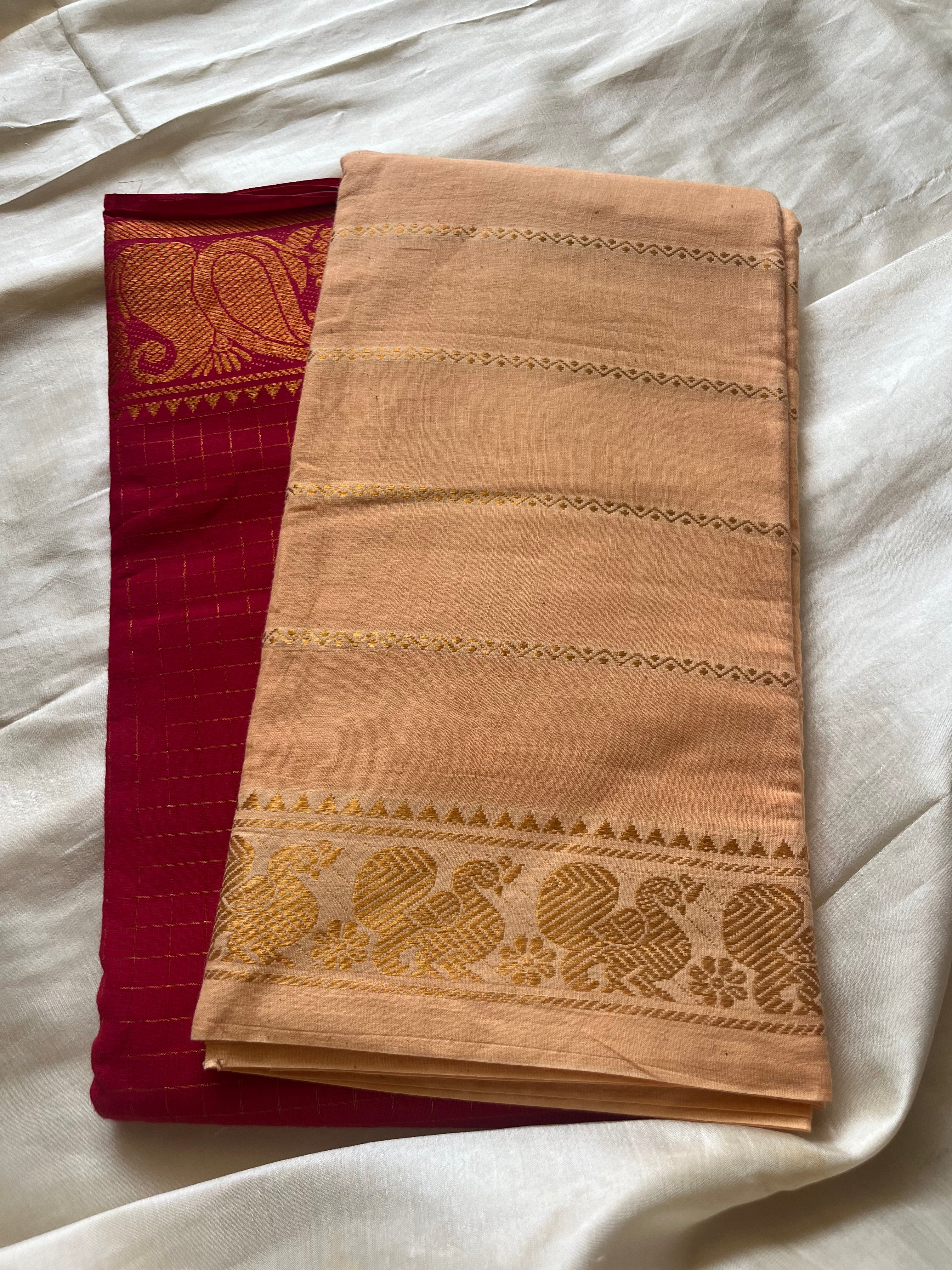 Half n Half Zari  Kattam Velthari Saree