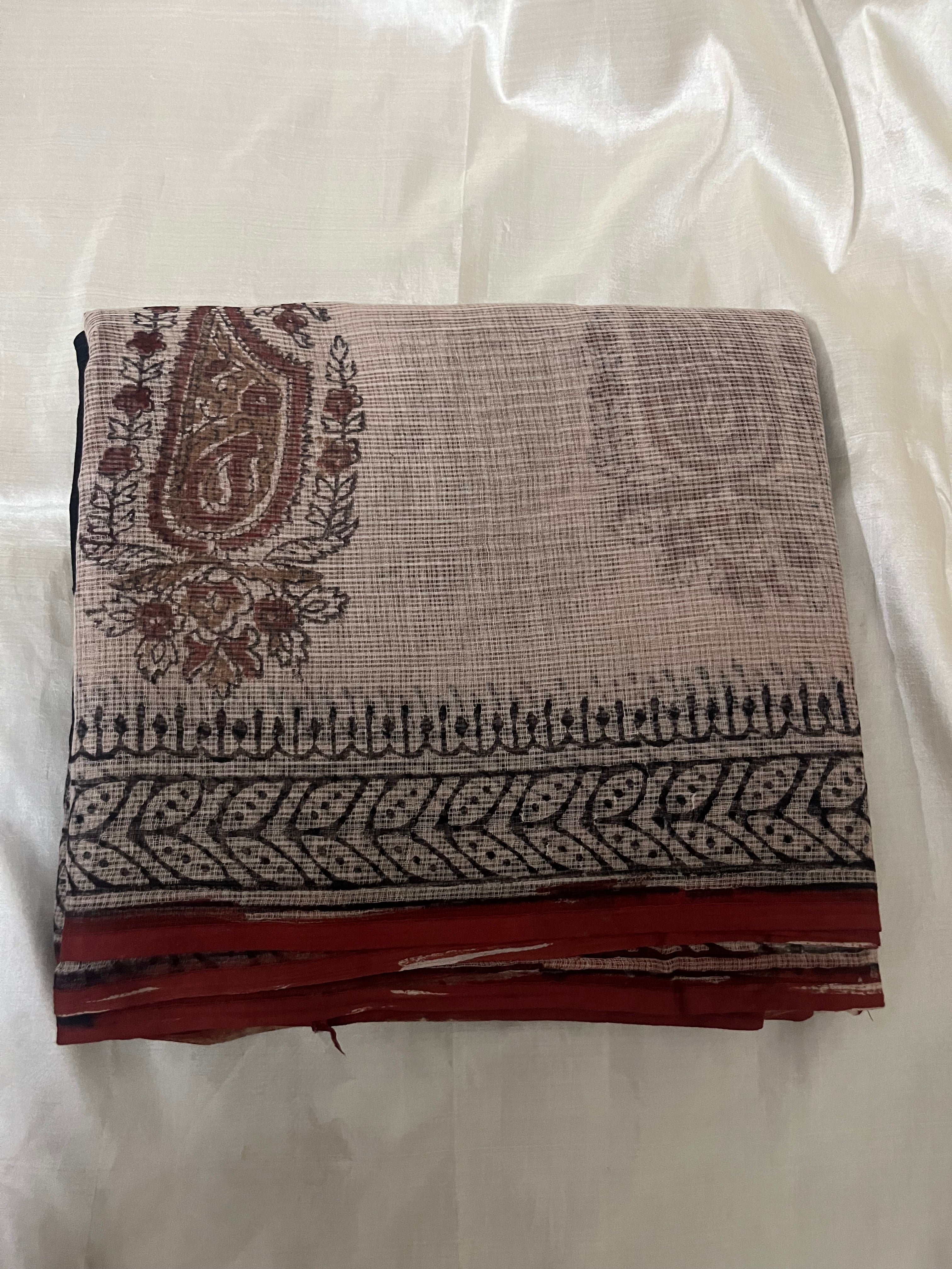 Jaipuri Block Printed Cotton Kota Doriya Saree